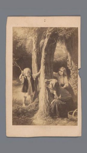Photographic reproduction of a scene of playing children