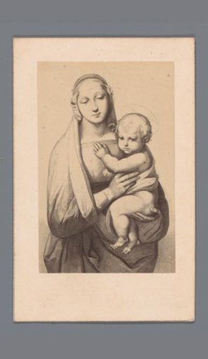 Photographic reproduction of an engraving after Madonna and Child by Raphael