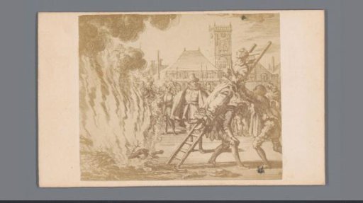 Photographic reproduction of a print of The Burning of Anneken Hendriks, by Jan Luyken
