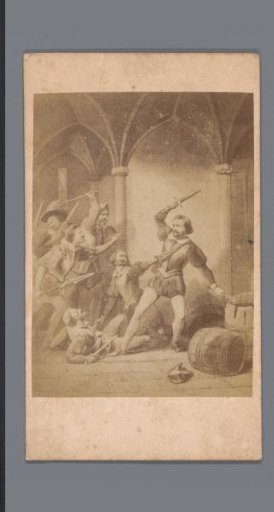 Photographic reproduction of an engraving of Herman de Ruiter, Fighting Spaniards in Loevestein Castle, by Jan Frederik Christiaan Reckleben