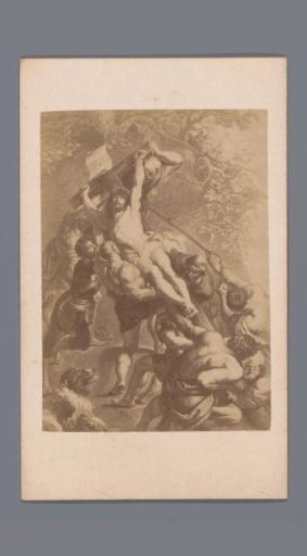 Photographic reproduction of the painting The Raising of the Cross by Rubens
