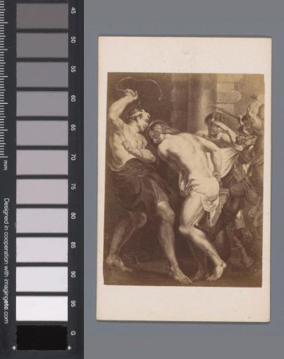 Photographic reproduction of an engraving of The Flagellation of Christ after Rubens