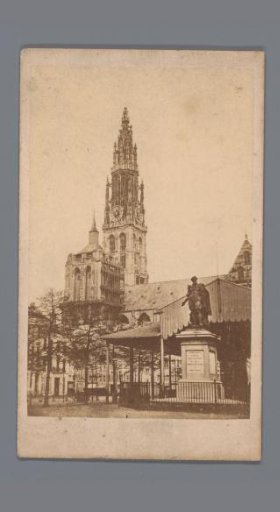 View of the Cathedral of Our Lady and the Statue of Rubens on the Groenplaats, Antwerp