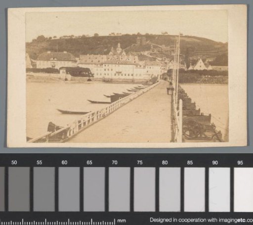 Boat bridge over the Rhine at Koblenz, Germany