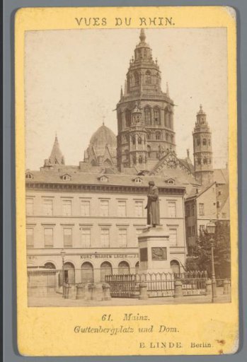 Cathedral and the statue of Gutenberg in Mainz