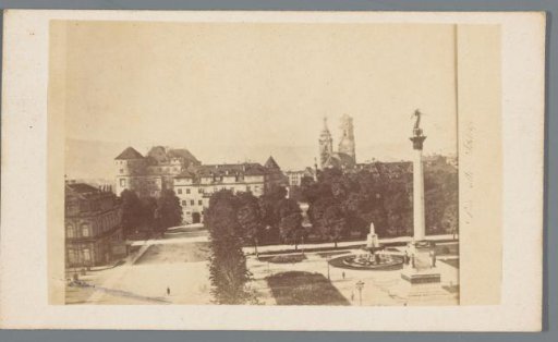 View of the Old Palace in Stuttgart with the Jubilee Column on the Palace Square to the right, Germany