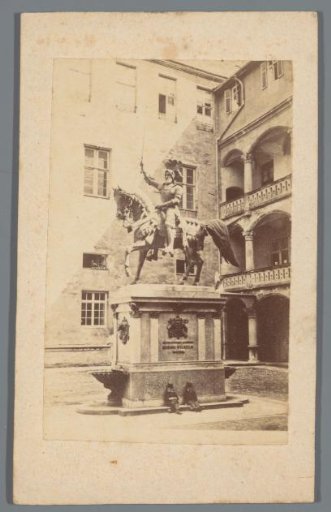 Equestrian statue of Duke Eberhard I of Württemberg after Ludwig Hofer on the courtyard of the Old Palace in Stuttgart, Germany