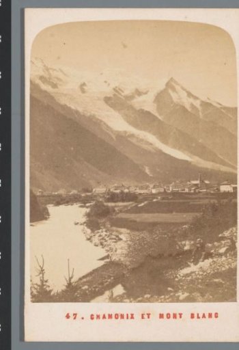 View of the village of Chamonix with the Mont Blanc behind it, France