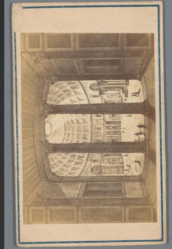 Photographic reproduction of an engraving of the interior of the Pantheon in Rome