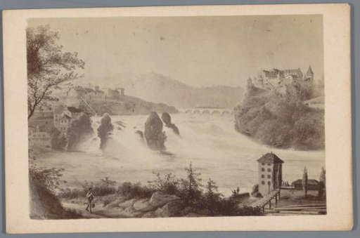Photographic reproduction of a painting of the Rhine Falls near Schaffhausen, Switzerland