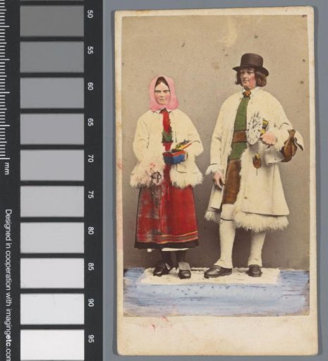 Portrait of an unknown man and woman in costume from Mora, Sweden