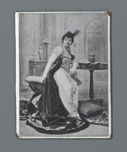 Portrait of an Unknown Woman in Japanese Dress with Train in Interior