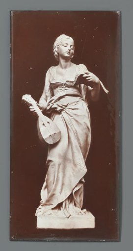 Sculpture of Standing Woman with Lute and Book
