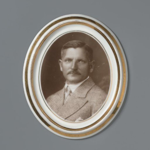 Portrait of an unknown man on an oval porcelain plaque from a grave