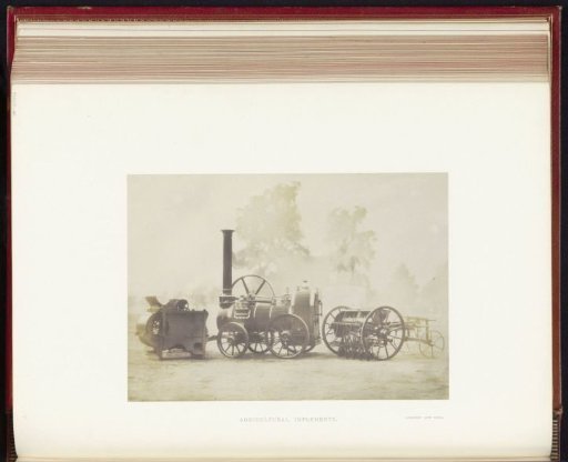 Agricultural implements with steam engine by Hornsby and Sons at the Great Exhibition of the Works of Industry of All Nations of 1851 in London