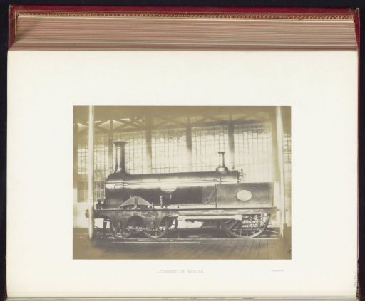 Locomotive by Crampton at the Great Exhibition of the Works of Industry of All Nations of 1851 in the Crystal Palace in London