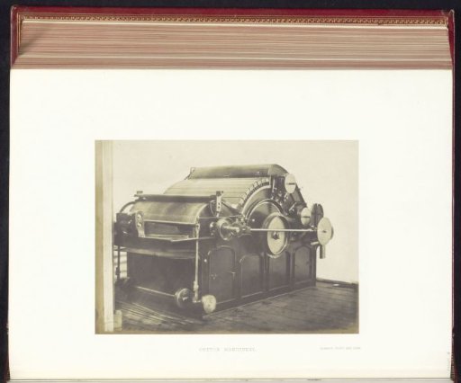 Cotton machine by Hibbert, Platt and Sons at the Great Exhibition of the Works of Industry of All Nations of 1851 in the Crystal Palace in London