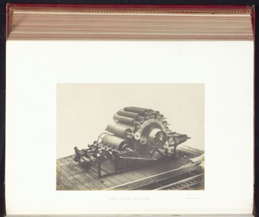 Machine for carding wool by Mercier and Co. at the Great Exhibition of the Works of Industry of All Nations of 1851 in the Crystal Palace in London