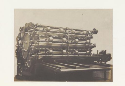 Machine for processing flax by Lawson and Sons at the Great Exhibition of the Works of Industry of All Nations of 1851 in the Crystal Palace in London