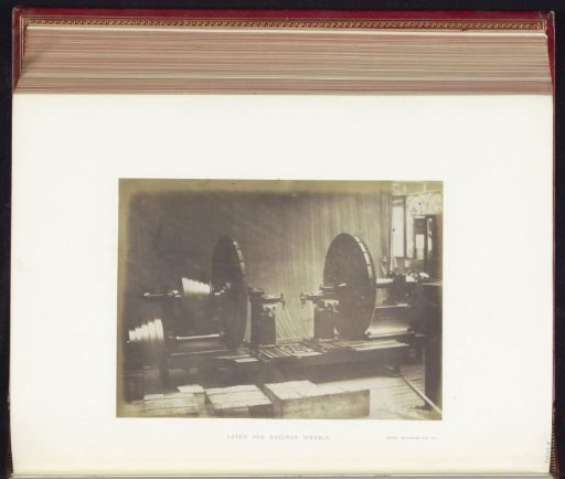 Lathe for train wheels at the Great Exhibition of the Works of Industry of All Nations of 1851 in the Crystal Palace in London