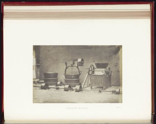 Machines by Hermann for making chocolate at the Great Exhibition of the Works of Industry of All Nations of 1851 in the Crystal Palace in London
