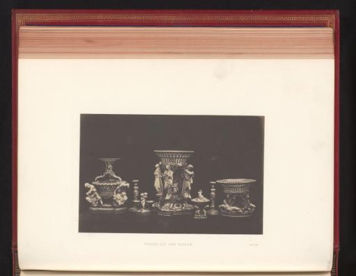 Porcelain baskets and candelabras by Minton exhibited at the Great Exhibition of the Works of Industry of All Nations of 1851 in London