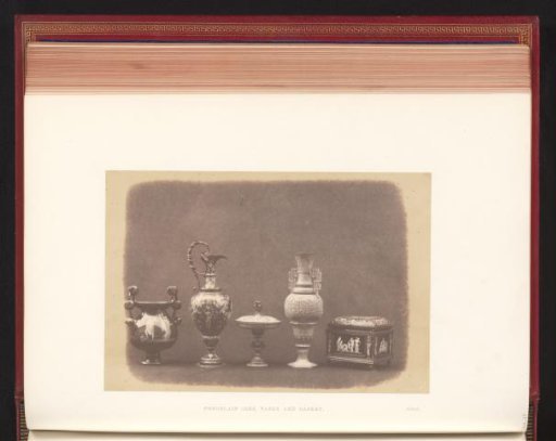 Porcelain vases, pots and a chest by the National Manufactory of Sèvres exhibited at the Great Exhibition of the Works of Industry of All Nations of 1851 in London