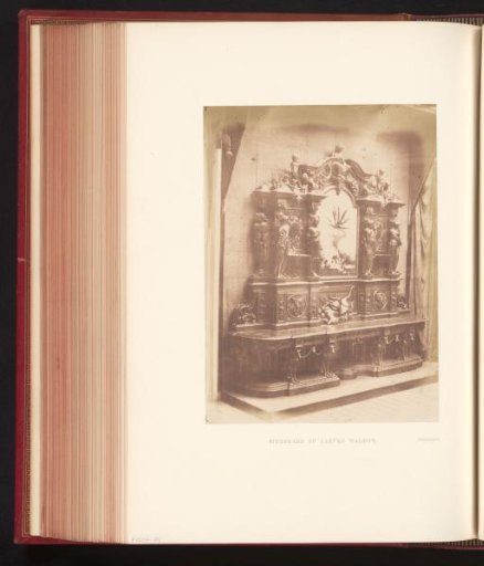 Sideboard of walnut wood by Alexandre Georges Fourdinois exhibited at the Great Exhibition of the Works of Industry of All Nations of 1851 in London