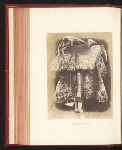Embroidered saddle from India exhibited at the Great Exhibition of the Works of Industry of All Nations of 1851 in London
