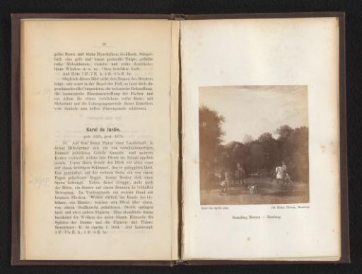 Photographic reproduction of a painting of a hunting scene by Karel du Jardin