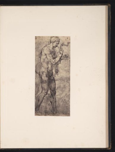 Photographic reproduction of a drawing by Raphael, Standing Male Nude with a Flame on His Hand