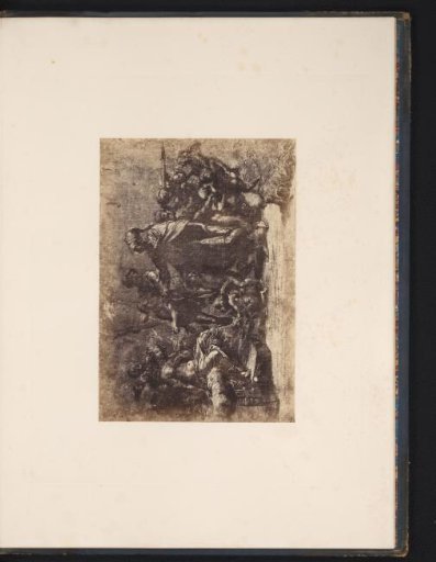 Photographic reproduction of a drawing by Raphael, Scene with Soldiers, a Naked Woman and an Angel