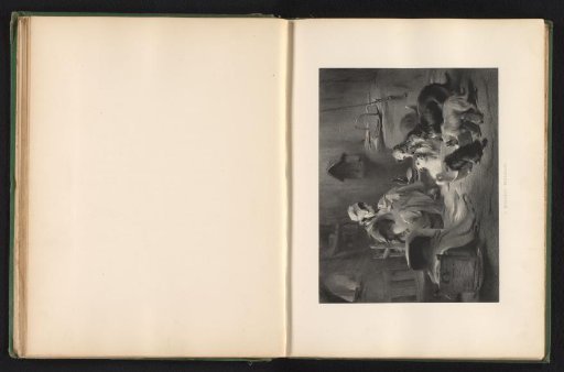 Reproduction of a print after a painting of a mother with child and dogs by Edwin Landseer