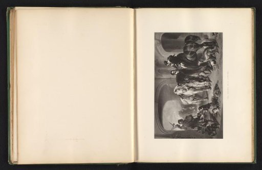 Reproduction of a print after a painting of the return of the falconers by Edwin Landseer