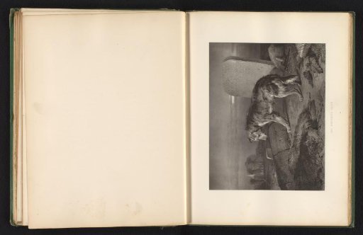 Reproduction of a print after a painting of a dog at a grave by Edwin Landseer