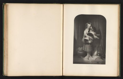 Reproduction of a print after a painting of a girl with a dog by Edwin Landseer