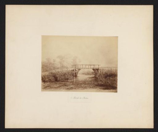 Photographic reproduction of a drawing by Friedrich Schad of a bridge at Strom, Bremen