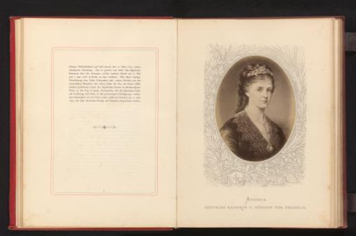 Photographic reproduction of a painted portrait of Augusta, Empress of Germany and Queen of Prussia