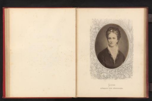 Photographic reproduction of a painted portrait of Louise, Queen of Denmark