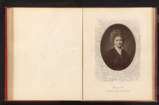 Photographic reproduction of a painted portrait of Maria Pia, Queen of Portugal