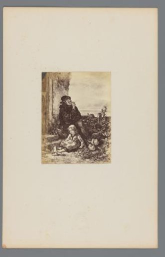 Photographic reproduction of the painting 'At Grandfather's' by Elchanon Verveer