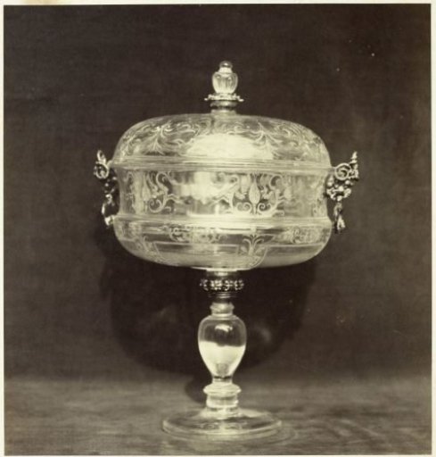 Engraved crystal glass on foot, from the Louvre