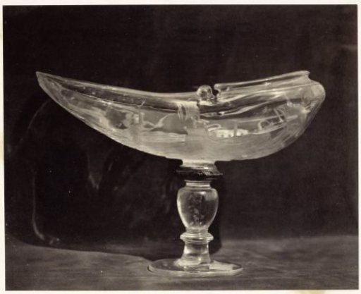 Crystal shell-shaped bowl on foot, from the Louvre