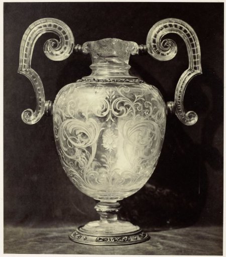 Engraved crystal volute ewer, from the Louvre