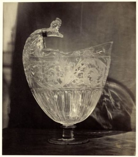 Engraved crystal jug with dragon head, from the Louvre