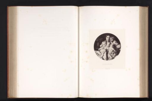 Photographic reproduction of a painting of a mother with two children by Paul Delaroche