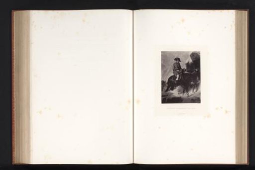 Photographic reproduction of a painting of Napoleon in the Alps by Paul Delaroche
