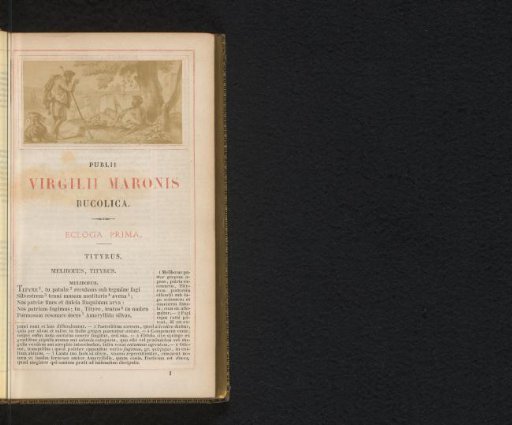 Photographic reproduction of a painting of Meliboeus and Tityrus, scene from Virgil's Eclogues