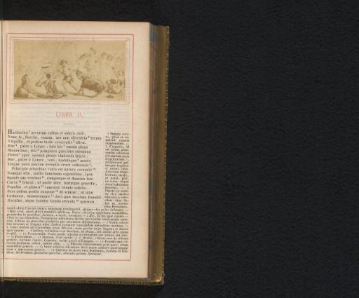 Photographic reproduction of a painting of a procession with a reclining, naked woman and a boy with a goat, scene from Virgil's Georgics