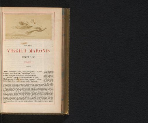 Photographic reproduction of a painting of Juno and a peacock flying above ships, scene from Virgil's Aeneid